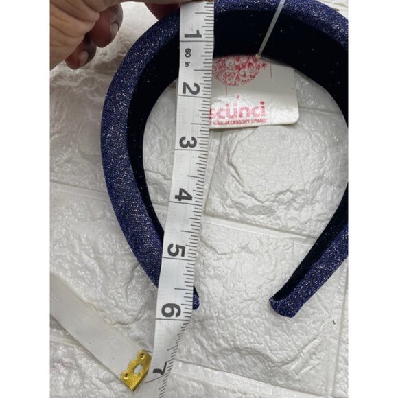 Scunci Headband Dark‎ Blue Silver Sparkle Headband 1 Inch Wide New - Picture 6 of 6